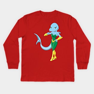 Sharky Girl Kids Long Sleeve T-Shirt